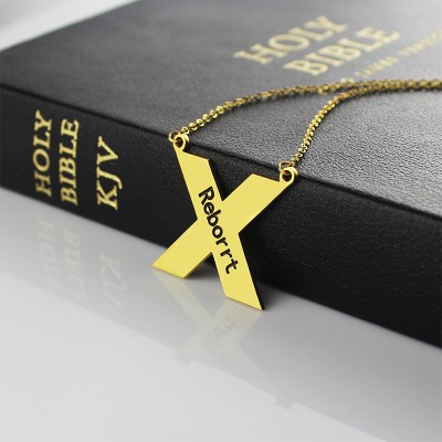Gold Plated Silver St. Andrew Name Cross Necklace - Custom Jewellery By All Uniqueness