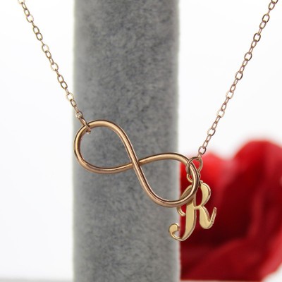 Rose Gold Plated Infinity Initial Necklace - Custom Jewellery By All Uniqueness