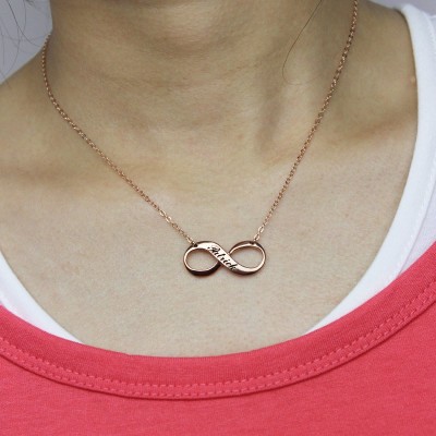 Rose Gold Plated Engraved Infinity Necklace - Custom Jewellery By All Uniqueness