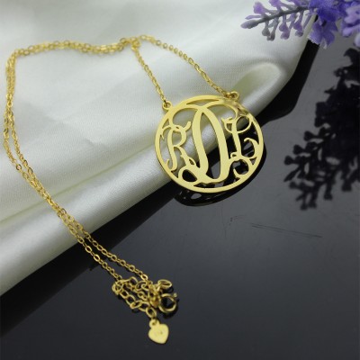 Circle Gold Initial Monogram Name Necklace - Custom Jewellery By All Uniqueness