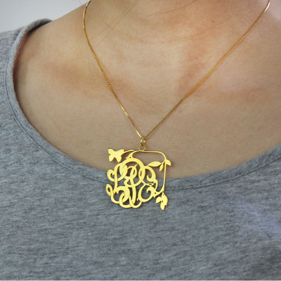 Vines Butterfly Monogram Initial Necklace Gold Plated - Custom Jewellery By All Uniqueness