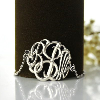 Silver Monogram Bracelet Hand-painted - Custom Jewellery By All Uniqueness