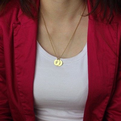 Initial Charm Discs Necklace Gold Plated - Custom Jewellery By All Uniqueness