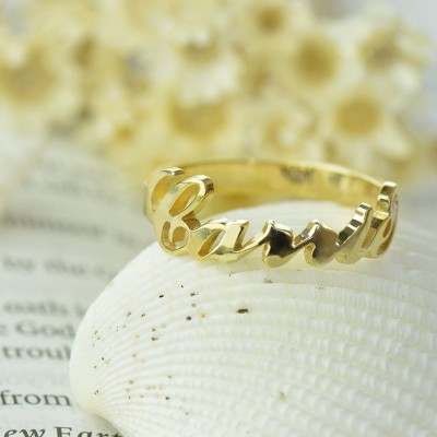 Custom Carrie Name Rings Gold Plated - Custom Jewellery By All Uniqueness