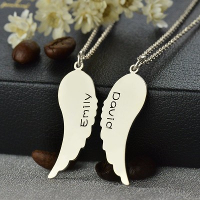 Custom Cute His and Her Angel Wings Necklaces Set Silver - Custom Jewellery By All Uniqueness