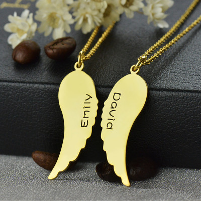 Matching Angel Wings Necklaces Set for Couple Gold plated - Custom Jewellery By All Uniqueness