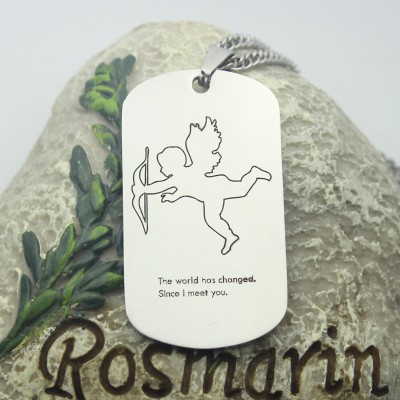 Cupid Man s Dog Tag Name Necklace - Custom Jewellery By All Uniqueness