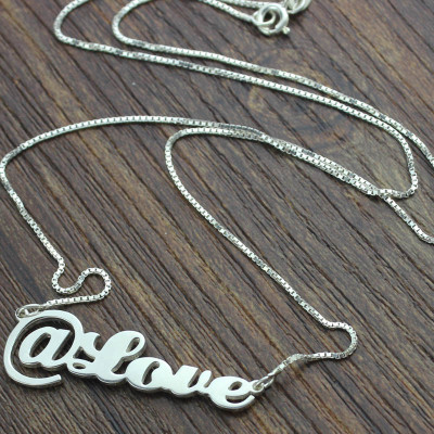 Twitter At Symbol Name Necklace Silver - Custom Jewellery By All Uniqueness