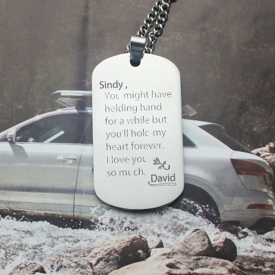Man s Dog Tag Love and Family Theme Name Necklace - Custom Jewellery By All Uniqueness