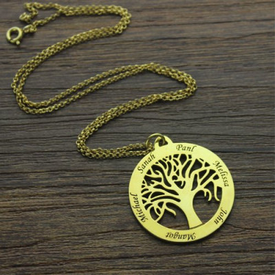 Tree of Life Jewellery Family Name Necklace in Gold Plated - Custom Jewellery By All Uniqueness