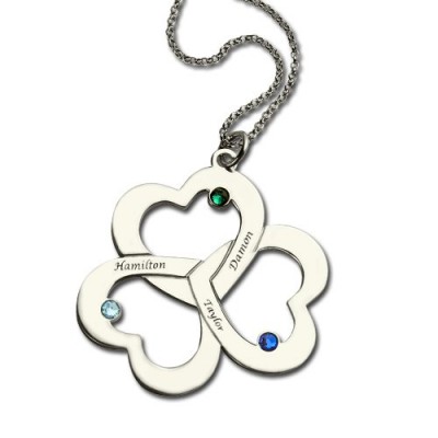Three Triple Heart Shamrocks Necklace with Name - Custom Jewellery By All Uniqueness