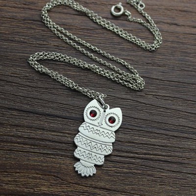 Cute Birthstone Owl Name Necklace for Girls - Custom Jewellery By All Uniqueness
