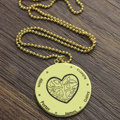 Heart Family Tree Necklace in Gold Plating - Custom Jewellery By All Uniqueness