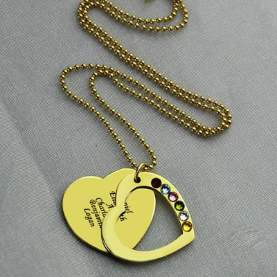 Heart Birthstones Necklace For Mother In Gold - Custom Jewellery By All Uniqueness