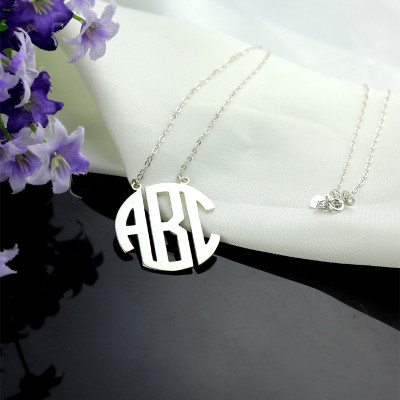 Solid White Gold Initial Block Monogram Pendant Necklace - Custom Jewellery By All Uniqueness