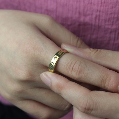 Engraved Promise Name Ring Gold Plated - Custom Jewellery By All Uniqueness