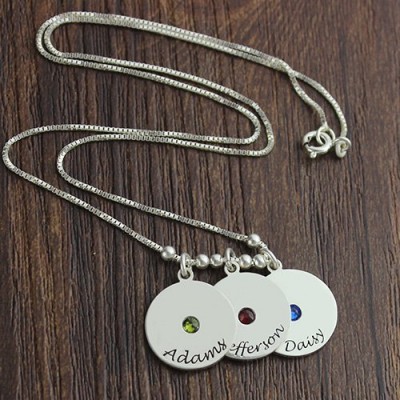 Mother s Disc and Birthstone Charm Necklace - Custom Jewellery By All Uniqueness