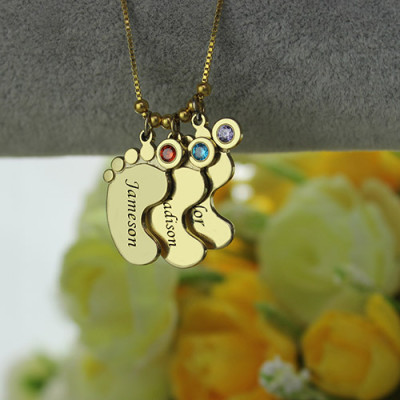 Mother Pendant Baby Feet Necklace Gold Plated - Custom Jewellery By All Uniqueness