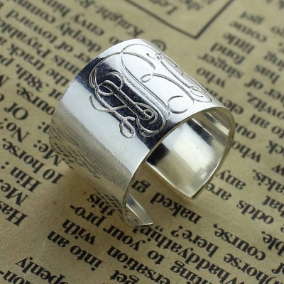 Monogram Cuff Ring Silver - Custom Jewellery By All Uniqueness