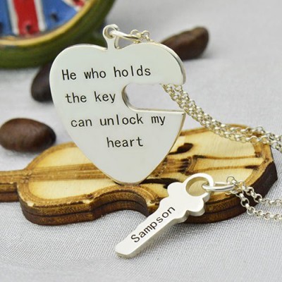 Key and Heart Necklaces Set For Couple - Custom Jewellery By All Uniqueness