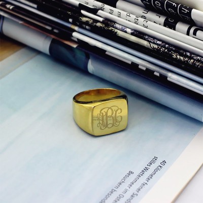 Gold Plated Fashion Monogram Initial Ring - Custom Jewellery By All Uniqueness
