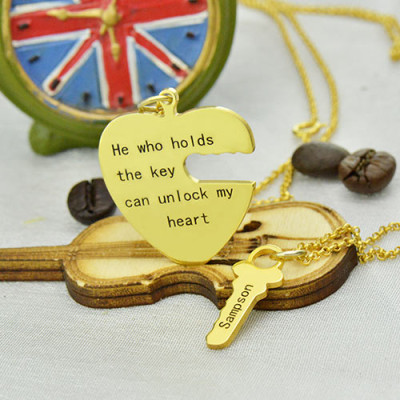 He Who Holds the Key Couple Necklaces Set Gold Plated - Custom Jewellery By All Uniqueness
