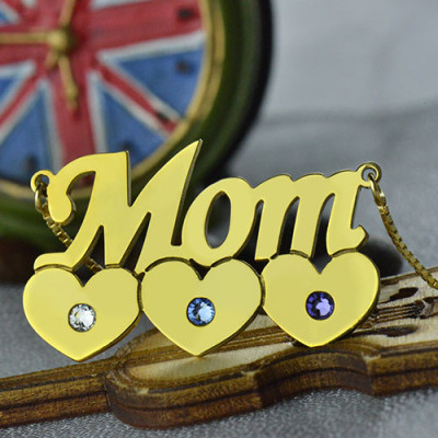 Moms Necklace With Children Birthstone In Gold Plated - Custom Jewellery By All Uniqueness