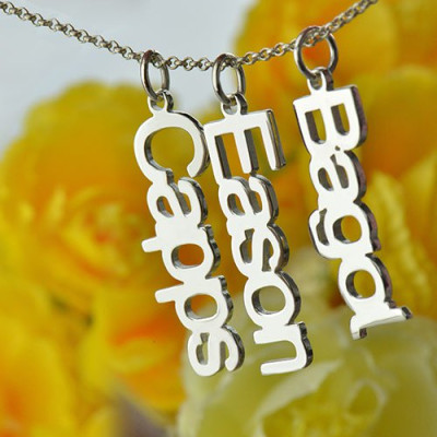 Customised Vertical Multi Names Necklace Silver - Custom Jewellery By All Uniqueness