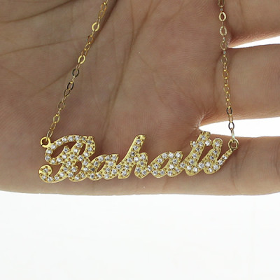 Gold Plated Full Birthstone Carrie Name Necklace - Custom Jewellery By All Uniqueness