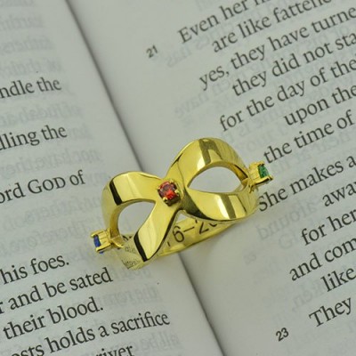 Gold Plated Engraved Infinity Birthstone Ring - Custom Jewellery By All Uniqueness