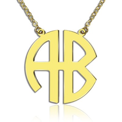 Two Initial Block Monogram Pendant Gold Plated - Custom Jewellery By All Uniqueness