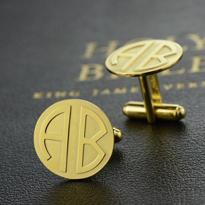 Cufflinks for Men with Block Monogram Gold Plated - Custom Jewellery By All Uniqueness