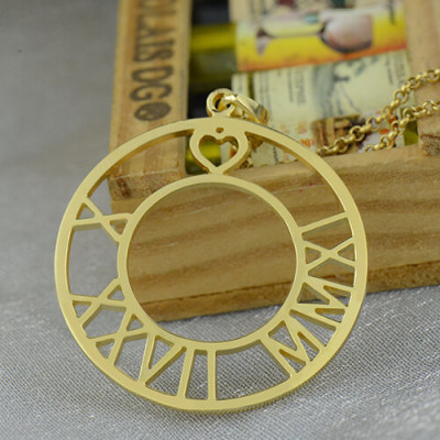 Gold Plated Roman Numeral Disc Necklace - Custom Jewellery By All Uniqueness