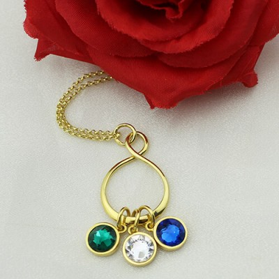 Family Infinity Necklace with Birthstones Gold Plate - Custom Jewellery By All Uniqueness