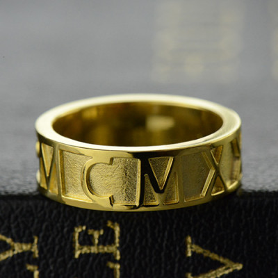 Gold Plated Roman Numeral Date Rings - Custom Jewellery By All Uniqueness
