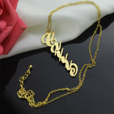 Gold Vertical Carrie Style Name Necklace - Custom Jewellery By All Uniqueness