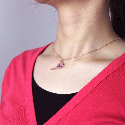Virginia State USA Map Necklace With Heart Name Rose Gold - Custom Jewellery By All Uniqueness