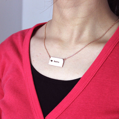 Custom Kansas State Shaped Necklaces With Heart Name Rose Gold - Custom Jewellery By All Uniqueness