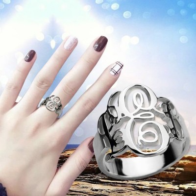Fancy Monogram Ring Silver - Custom Jewellery By All Uniqueness