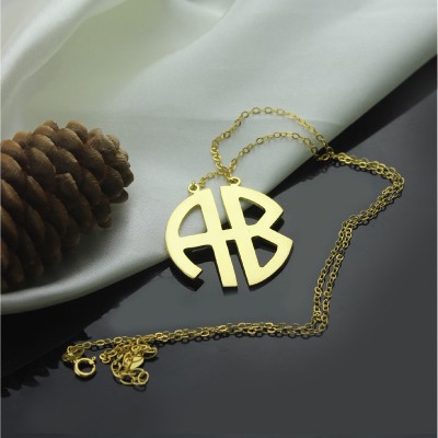 Two Initial Block Monogram Pendant Gold Plated - Custom Jewellery By All Uniqueness