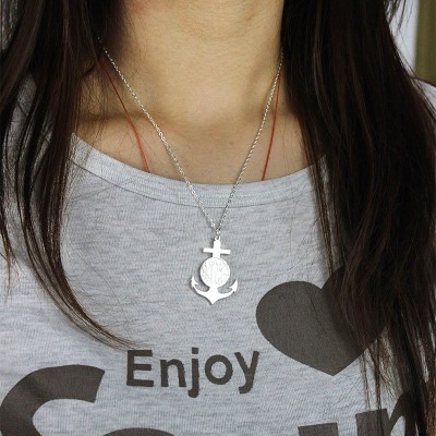 Silver Anchor Monogram Initial Necklace - Custom Jewellery By All Uniqueness