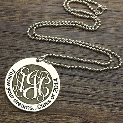 Class Graduation Monogram Necklace Silver - Custom Jewellery By All Uniqueness