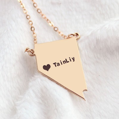Custom Nevada State Shaped Necklaces With Heart Name Rose Gold - Custom Jewellery By All Uniqueness