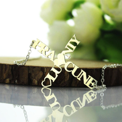 Two Name Cross Necklace Silver - Custom Jewellery By All Uniqueness