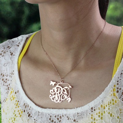 Butterfly and Vines Monogrammed Necklace Rose Gold Plated - Custom Jewellery By All Uniqueness