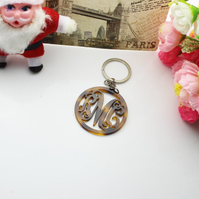 Acrylic Tortoise Shell Circle Monogram Keychain - Custom Jewellery By All Uniqueness