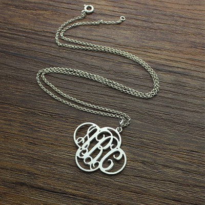 Cut Out Clover Monogram Necklace Silver - Custom Jewellery By All Uniqueness