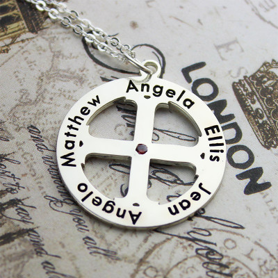 Family Circle Cross Name Necklace Silver - Custom Jewellery By All Uniqueness