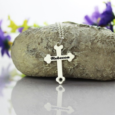 Silver Rebecca Font Cross Name Necklace - Custom Jewellery By All Uniqueness