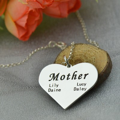 "Mother" Family Heart Necklace Silver - Custom Jewellery By All Uniqueness